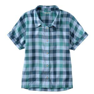 LL Bean Mountainside Shirt Womens Medium Plaid Tencel Button Up Casual